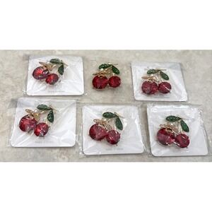 NEW Lot 6 Cherry Brooch Pin Brooch Crystal Rhinestone Fashion costume jewelry